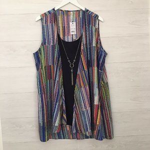 NY Collection Woman Sleeveless 2-Fer Top, Size 2X